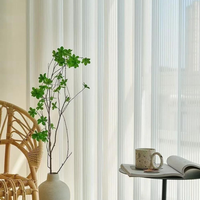 Cortina Translúcida con Rayas Verticales Blancas Personalizada de Fábrica, Cortina de Voile con Textura Plisada que Filtra la Luz para Decoración de Ventanas del Hogar