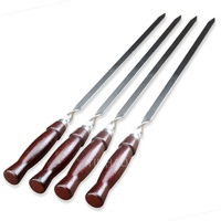 YINHAO 신상품 60cm/23.6 인치 나무 손잡이 바베큐 꼬치 스테인레스 스틸 바베큐 꼬치