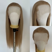 Perruques Lace Front Synthétiques Premium Futura Fibra HD 13*4 Brun Clair Lin Doré Pointe de veuve Mat Résistantes à la Chaleur Vente en Gros