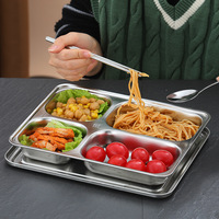 Assiette de cantine en acier inoxydable 304 à 5 compartiments pour étudiants et adultes, idéale pour le bureau et l'école - Vente en gros