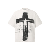 T-shirt Gobia Culture à manches courtes pour homme et femme, motif abstrait de figure humaine brodée en croix avec lettres imprimées - T-shirt gaufré