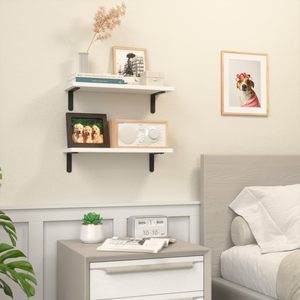 Ensemble d'étagères murales vintage en <span class=keywords><strong>bois</strong></span> et fer forgé, 2 pièces, pour chambre, cuisine, salle de bain, rangement d'épices, durables et robustes - Product Image 5