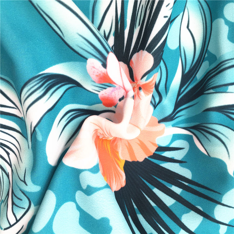 2021 Sexy plant printed one-piece swimsuit backless swimsuit beach wear hot sale swimwear V-neck