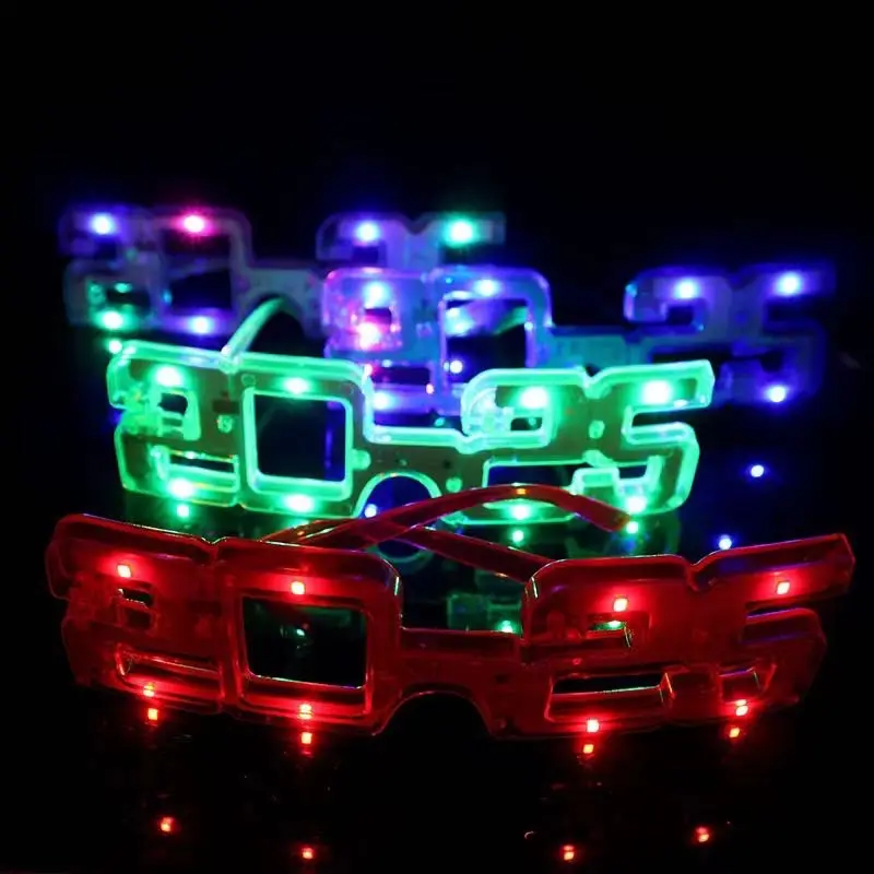 Plastic Cheap Light Up 2025 Glasses Led Party Glasses Led Flashing New Year 2024 Glasses Party Decoration 2025 Sunglasses