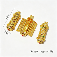 Pendentif Collier Amulette Porte-Bonheur en Alliage de Zinc Plaqué Cuivre Antique, Cylindre Creux Ouvertable, Émail, Motif Dieu de la Richesse, Style Ethnique
