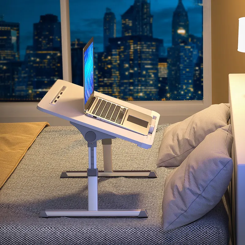 UPERGO 접이식 및 높이 조절 다기능 접이식 게으른 침대 노트북 책상 연구 테이블