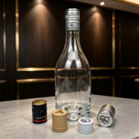 Botol Minuman Keras Whisky Kaca Bening Berbahan Tebal dengan Segel, Buatan Pabrik di Cina, Custom OEM Langsung dari Pabrik