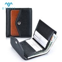 Dompet Pria MEYSHE Kulit Asli Berkualitas Tinggi Harga Pabrik Custom, 3 Lipat, RFID Blocking, dengan Tombol