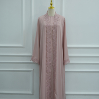 MEXIZO 2026 Ensemble Abaya Ouverte en Dentelle Fantastique de Dubaï pour Femme, Kimono Cardigan, Vêtements Musulmans Modestes pour Ramadan et Aïd, Vente en Gros