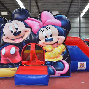 Château gonflable Mickey & <span class=keywords><strong>Minnie</strong></span> Mouse <span class=keywords><strong>avec</strong></span> <span class=keywords><strong>toboggan</strong></span> - Aire <span class=keywords><strong>de</strong></span> jeux pour enfants (certifié CE) - Product Image 1