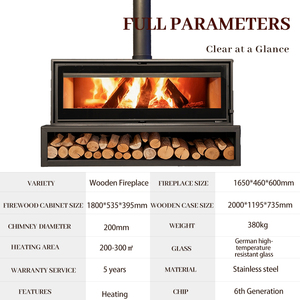 <span class=keywords><strong>Insert</strong></span> de foyer à bois en acier avec verre <span class=keywords><strong>panoramique</strong></span>, autoportant et encastrable, pour le chauffage des villas - Product Image 5
