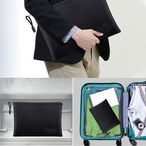 Black Fireproof <b>Document</b> <b>Bag</b> A4 B4 A5 Flame Retardant File Pouch Waterproof Zipper Storage <b>Bag</b> - Product Image 3