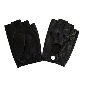 Gants de conduite en cuir de mouton à demi-doigts pour hommes, été 2026, avec trous d'aération, gants de vélo - Product Image 1