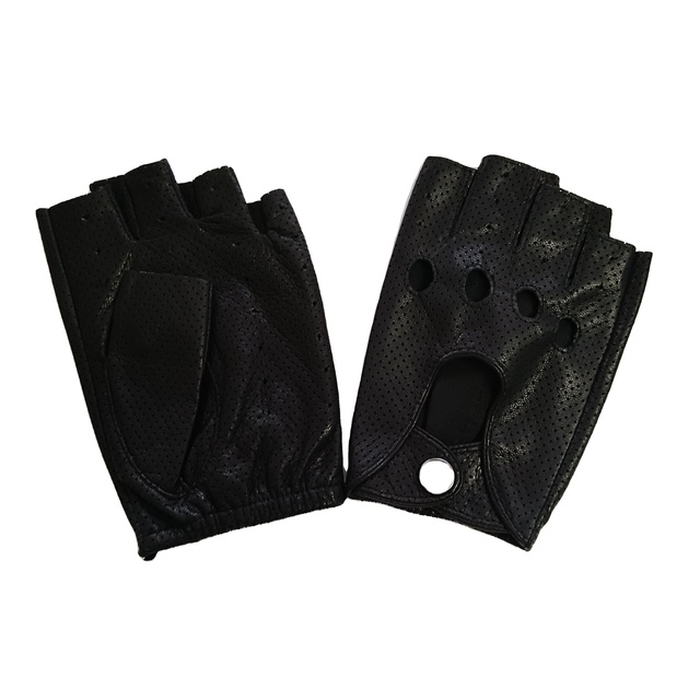 Sample Support 2026 Summer Half-finger Sheepskin Leather Driving Gloves for Men Air Holes Biking Gloves