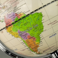 Globe terrestre politique MPR E33300 de 8 pouces, beige, rotation à 360°, carte bilingue espagnole, support métallique, décoration éducative pour la maison/le bureau