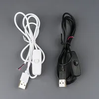 Câble d'alimentation 5V 15M USB mâle vers 2 fils avec bouton en plastique pour ruban LED 2A, ampoule, lampe, éclairage DIY