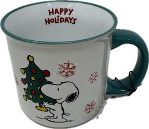 Diseño festivo Peanuts & Gang Winter Christmas <span class=keywords><strong>Taza</strong></span> de cerámica 21 oz Happy Holidays con copos de nieve estilo retro <span class=keywords><strong>taza</strong></span> de té de leche - Product Image 1