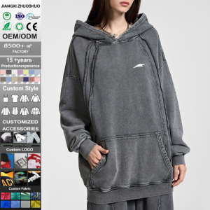 <span class=keywords><strong>Sweat</strong></span>-shirt surdimensionné personnalisé en patchwork OEM, lavage à l'acide, fabricant, haute qualité, vintage, 420 g/m², coton French Terry, <span class=keywords><strong>sweat</strong></span>-shirt à <span class=keywords><strong>capuche</strong></span> - Product Image 1