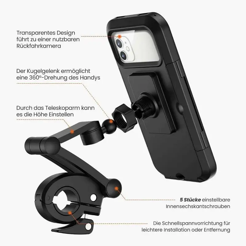 Supporto impermeabile per telefono e bici per moto supporto per telefono cellulare ABS per moto