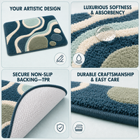 Modern Tufted Rug Set for Bathroom with Soft Absorbent Polypropy for Luxury Non - slip Contemporary Home Floor Decor Bath Mats