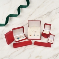 Boîte à bijoux de luxe Zebopak en cuir PU rouge, personnalisable avec logo, vente en gros, étui rigide pour collier, bague, boucles d'oreilles, bracelet, emballage en vrac