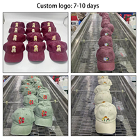 Gorra de Béisbol Unisex de Algodón Vintage Lavado y Desgastado con Logotipo Personalizado Bordado, Gorra Lisa de 6 Paneles para Hombre y Mujer