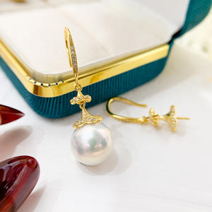 Accessoires en argent S925 pour la création de bijoux, perles rondes de 10 à 15 mm, 21416, boucles d'oreilles pendantes avec support vide, boucles d'oreilles dissimulées, accessoire de mode - Product Image 3