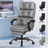 Chaise de bureau de luxe en cuir synthétique, chaise de patron confortable avec fonction d'inclinaison et de verrouillage, chaise de bureau pivotante pour la maison avec roulettes