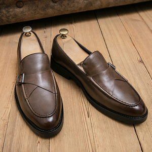 Zapatos de <span class=keywords><strong>Hombre</strong></span> de Diseño Clásico, de Piel Sintética, con Correa de Monje, Resistentes al Desgaste, Forro Transpirable, Calzado Formal para Oficina - Product Image 1