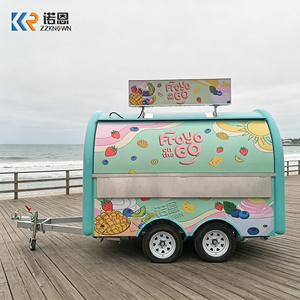 Truk Makanan Es Krim Hijau Mint Kustom, Gerobak Yogurt Beku Mobile dengan Billboard Atas dan Jendela Layanan - Product Image 1