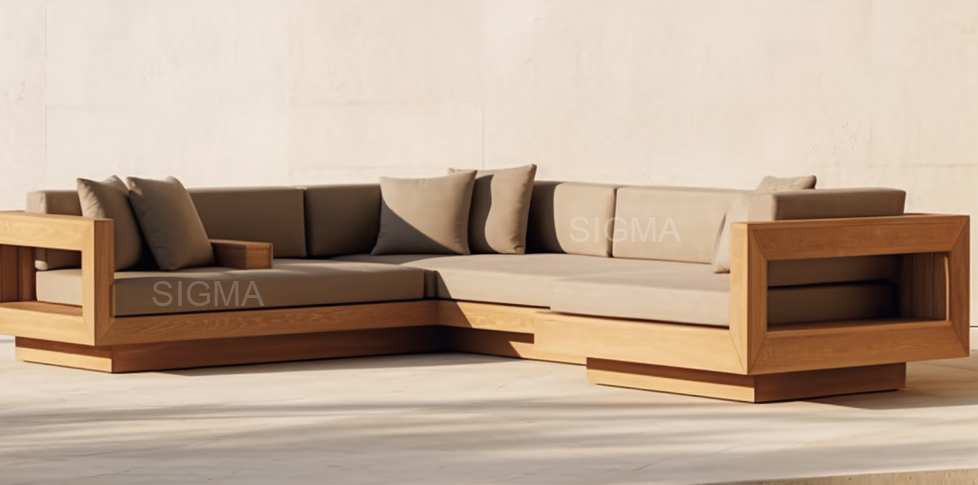 Luxury Waterproof Garden Sofas Solid Teak Outdoor Furniture With Cushions