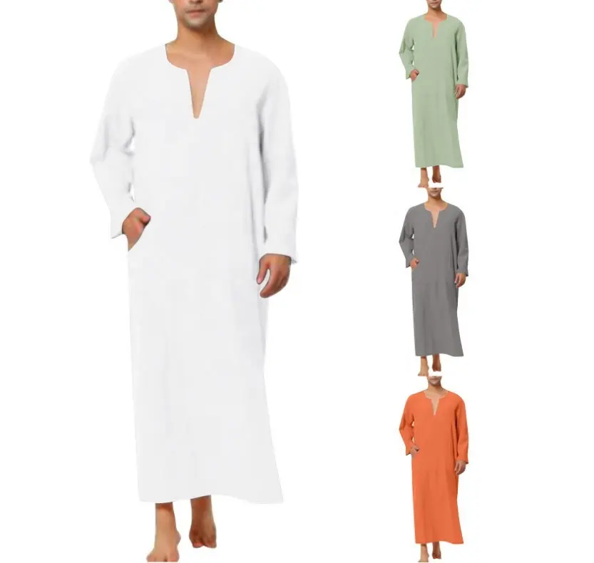 Coton hommes islamique arabe Robe caftan vêtements musulmans hommes saoudien Abaya Robes mode Dubaï hommes Jubba Thobe