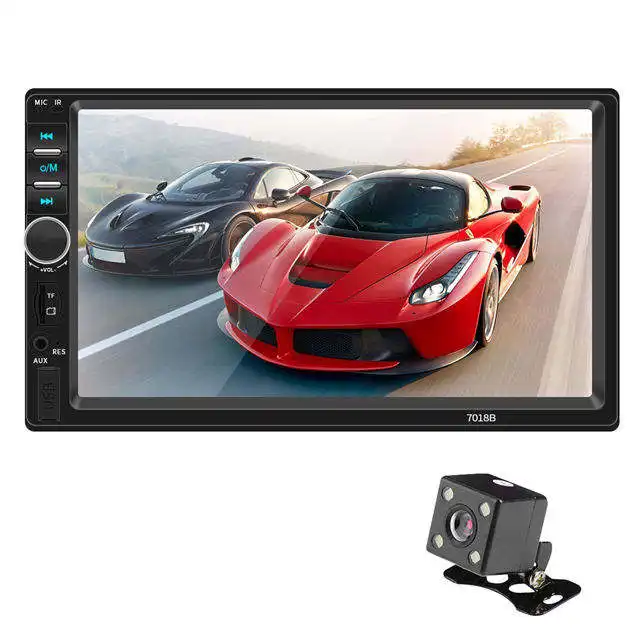 7018b 2 Din LCD Layar Sentuh Auto Stereo Kontrol Roda Mirror Link Auto Elektronik Stereo Radio Para Automovil Dvd Player