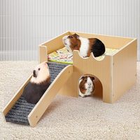 Vente en gros de cages pour animaux de compagnie en bois Assemblage de cages pour animaux de compagnie Produit de maisons avec escalier utilisé pour le cochon d'Inde