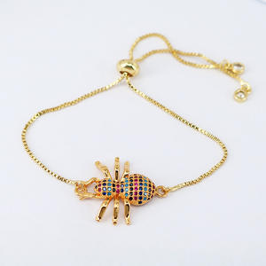 BC1271 bracciali con ciondoli a forma di insetto regolabili alla moda, braccialetti con ciondoli a forma di ape di ragno con Micro pavé di CZ placcati in oro per regali - Product Image 4
