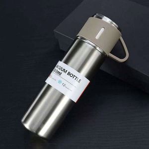 Stainless Steel Vacuum Bottle 500ml <b>Thermal</b> Insulated Travel <b>Mug</b> Minimalist Design With Lid Straight Cup - Product Image 5
