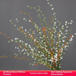 Vente en gros de branches de saule artificielles réalistes, vertes, orange, blanches, en plastique souple, fausses tiges pour la décoration florale à la maison, à l'hôtel, pour les mariages - Product Image 2