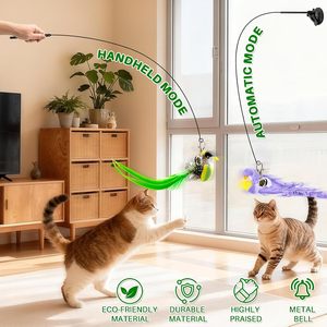 Jouets interactifs pour chats en forme d'oiseau, personnalisables en usine, en stock, avec plumes simulées, bâton de chatouillage pour chats - Product Image 3