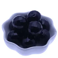 Bolas de chicle para mujer, 20MM, perlas facetadas de acrílico negro de imitación, fabricación de joyas