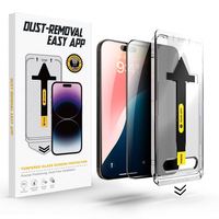 Film en verre trempé anti-poussière anti-espion à colle complète 9H Autocollant rapide Boîte pour iPhone 16 Pro Max Protection d'écran Film 15pro