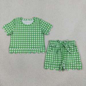GSSO3350 RTS Yoga Worsted Active <b>Little</b> Girl <b>Red</b> Bows Black Solid Print Casual Summer Outfits Kids Wholesale Child Short Set - Product Image 3