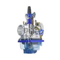 Carburateur de course à clapet plat PWK argenté avec cuve flottante transparente bleue pour moto tout-terrain 2T 4T, VTT, Pit Bike, remplacement de moto