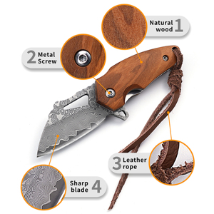 Gấp nhỏ tiện ích dao đầy đủ Damascus <span class=keywords><strong>l</strong></span>ưỡi thép không gỉ <span class=keywords><strong>l</strong></span>ưỡi rắn gỗ xử <span class=keywords><strong>l</strong></span>ý cho cắm trại DIY OEM tùy chỉnh - Product Image 4