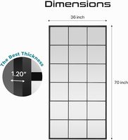 Mirroni Full-Length Window Pane Wall Mirror Black Metal Floor Mirror Farmhouse Style Leaning Windowpane Window Finished Mirror