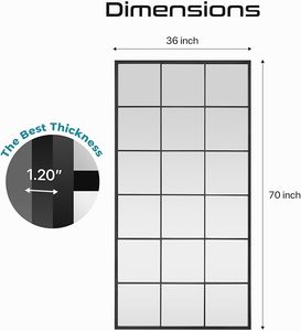 <span class=keywords><strong>Espejo</strong></span> de pared de panel de <span class=keywords><strong>ventana</strong></span> de longitud completa Mirroni, <span class=keywords><strong>espejo</strong></span> de suelo de Metal negro, estilo de granja, <span class=keywords><strong>ventana</strong></span> inclinada, <span class=keywords><strong>espejo</strong></span> terminado - Product Image 6