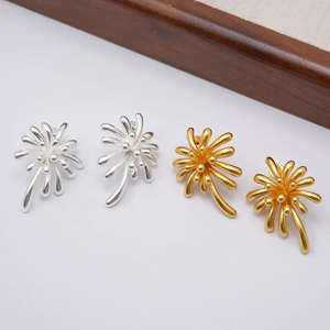 Phong cách hợp thời trang 24K vàng thật Bông tai đồng thau Bông Tai Pháo Hoa san hô <span class=keywords><strong>Stud</strong></span> (Vàng & mảnh màu) - Product Image 1