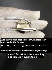 Sang trọng 6.8cm đường kính hoa trà hình Trâm chân nhỏ thơm hoa Corsage với hợp kim kẹp tóc sáng bóng mạ Nylon đồ trang sức - Product Image 2