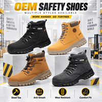Bottes de sécurité montantes à boucle rotative, embout en acier anti-écrasement, résistantes à l'usure, pour entrepôt, construction, travail industriel, OEM