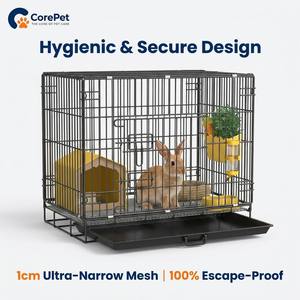 <span class=keywords><strong>Cage</strong></span> pliable pour lapins et chats en métal <span class=keywords><strong>avec</strong></span> plateau en plastique, pour intérieur/extérieur, facile à nettoyer, portable, à structure dense, toutes saisons - Product Image 5
