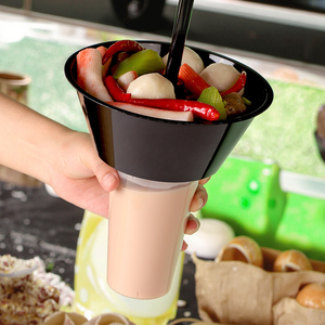 Takeaway BOBA nước trái cây bong bóng trà để đi cốc với khay thức ăn cho bữa tiệc uống và đồ ăn nhẹ gà rán - Product Image 1